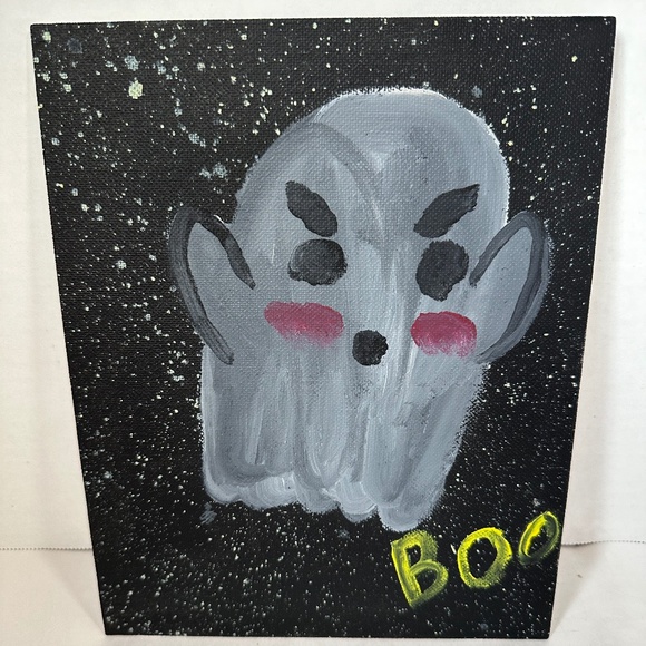 Hand-painted adorable spooky Halloween scary ghost gouache painting - Picture 1 of 1